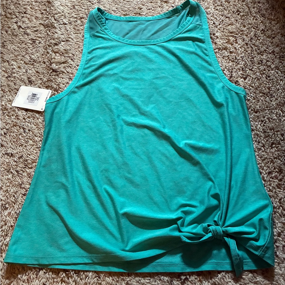 NWT Womens Reebok Speedwick Tie Tank Top Size Small Heather Timeless Teal Green